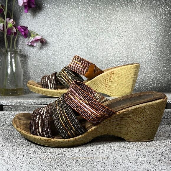 Kim Rogers Jill Open Toed Stretch Sandals Wedges Shoes Size 7.5 - Picture 1 of 7